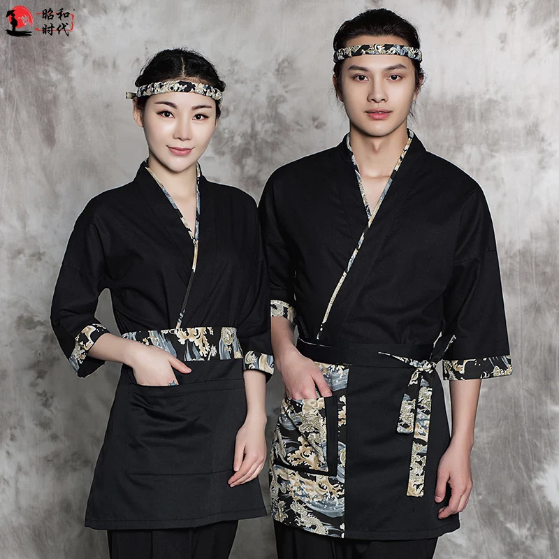 2024 Chef Uniforms Japanese Kimono Korean Style Sushi Work Clothes Restaurant Chef Service Kimono Chef service Kimono Work Wear