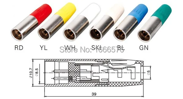 wholesale 50 pcs/lot 3 pin Male Mini XLR Audio Microphone connector -104