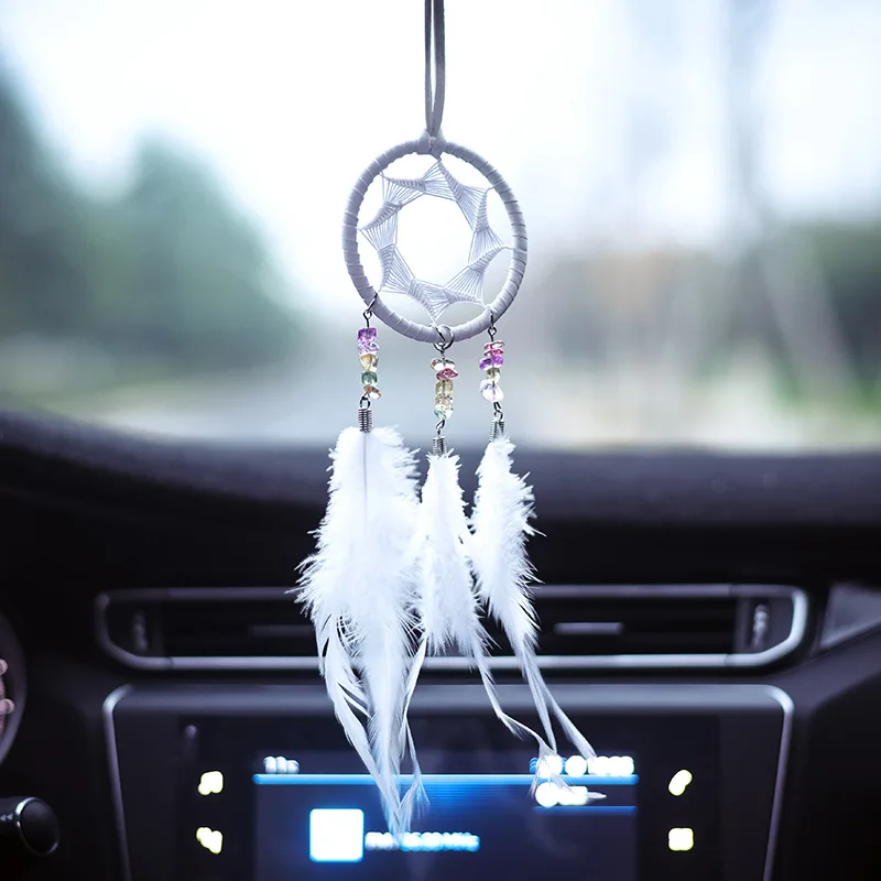 Dream Catcher Car Pendant Handmade Feather For Car Rear view Mirror Hanging Charms Kids Bed Room Wall Hanging Decoration Gifts