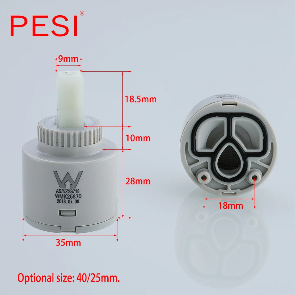 25mm / 35mm / 40mm Ceramic Cartridge Faucet Cartridge Mixer Low Torque Faucet Accessories Spindle Free Rotation Flat Base.