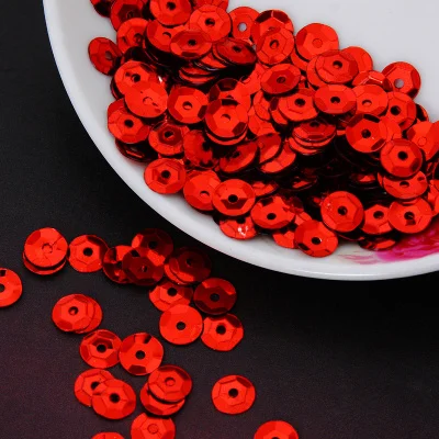 50g(1650pcs)  8mm Cup Sequin Round Paillettes Sewing Wedding Craft Silver-based Embossing Red Spangles