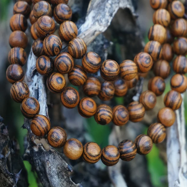 8mm * 108  Natural Sandalwood Beads Spiral Lines / Tiger Skin / Loose Beads Japa Mala Prayer Bracelet Necklace DIY Accessories