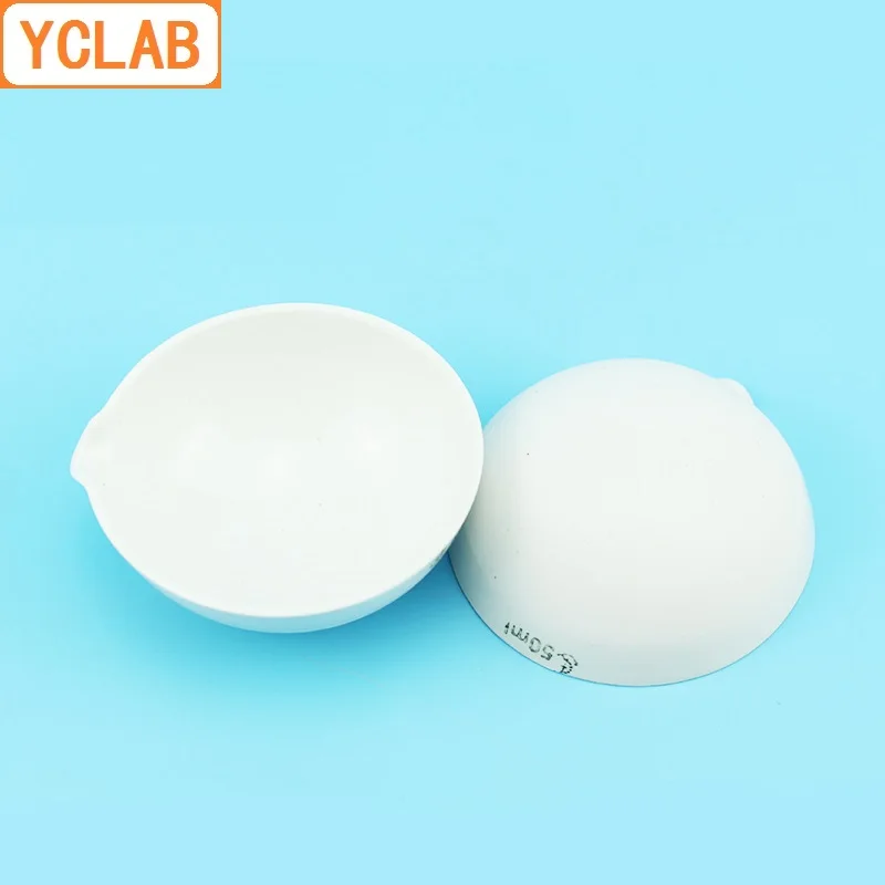 YCLAB 50mL & 75mL Ceramic Evaporating Dish Round Bottom with Spout Pottery Porcelain Laboratory Chemistry Equipment