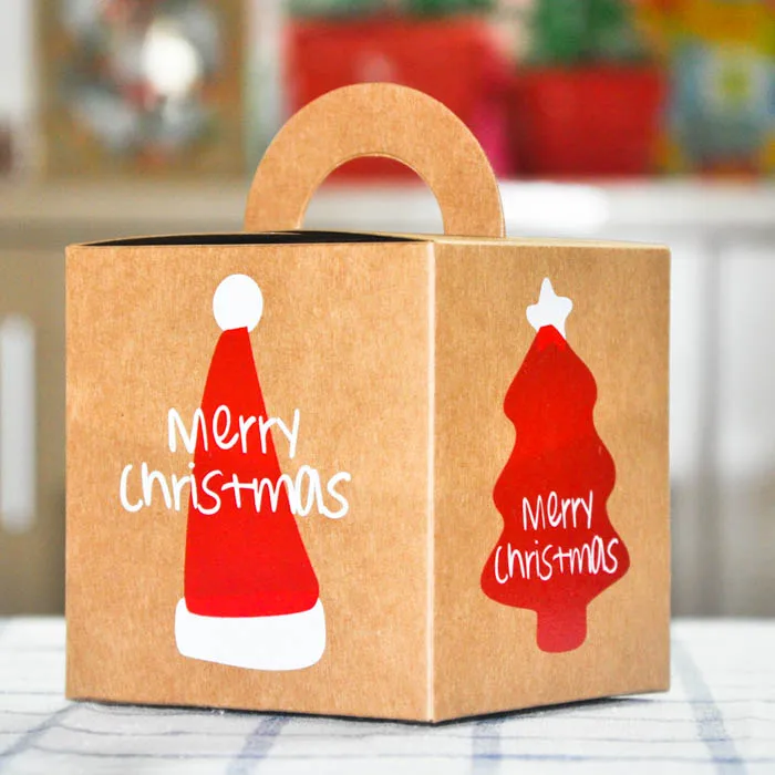 Craft paper Christmas theme christmas tree hat gingerbread man decoration gift box cookie candy dessert box party package supply