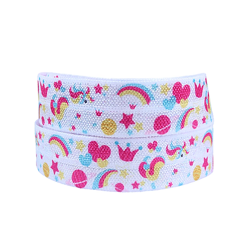 

FLRA ElasticFLORA RIBBONS rainbow unicorn fold over elastic ribbon