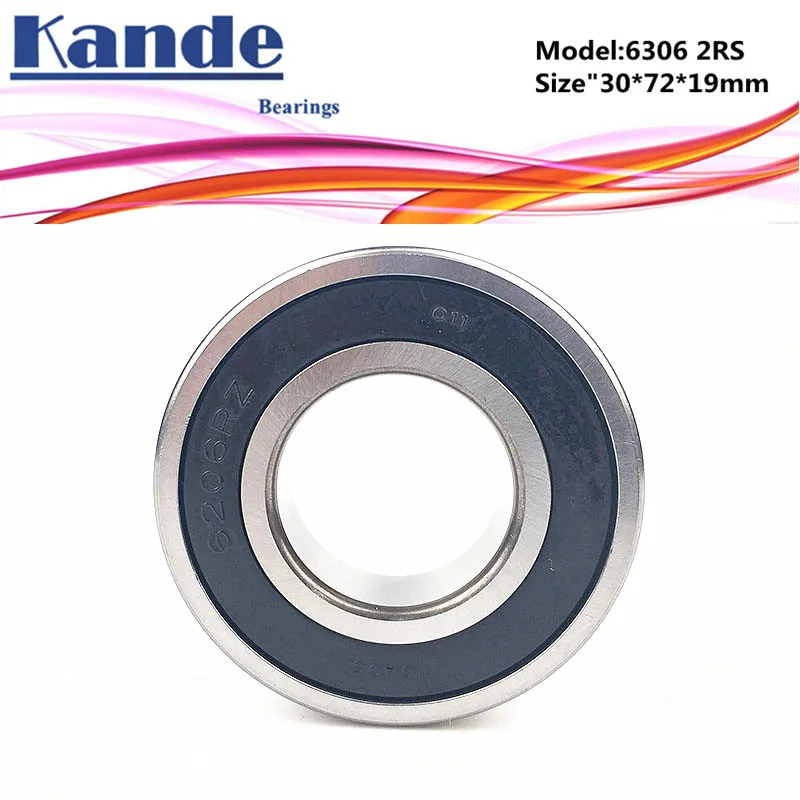 Kande 63062RS 1pc ABEC-5 6306 2RS Single Row Deep Groove Ball Bearing 30x72x19 mm 6306RS Bearing