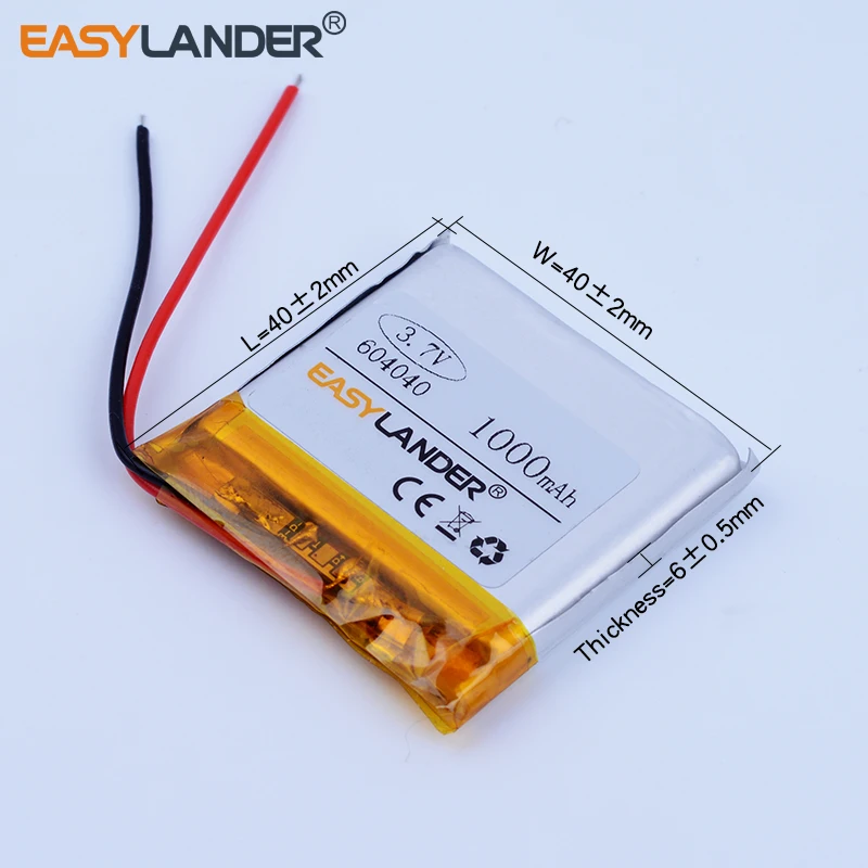 604040 3.7V 1000mAh Lithium li Polymer Li-ion Rechargeable Battery For xiaomi Bluetooth speaker 2  MP4 MP5 GPS PSP phone 064040