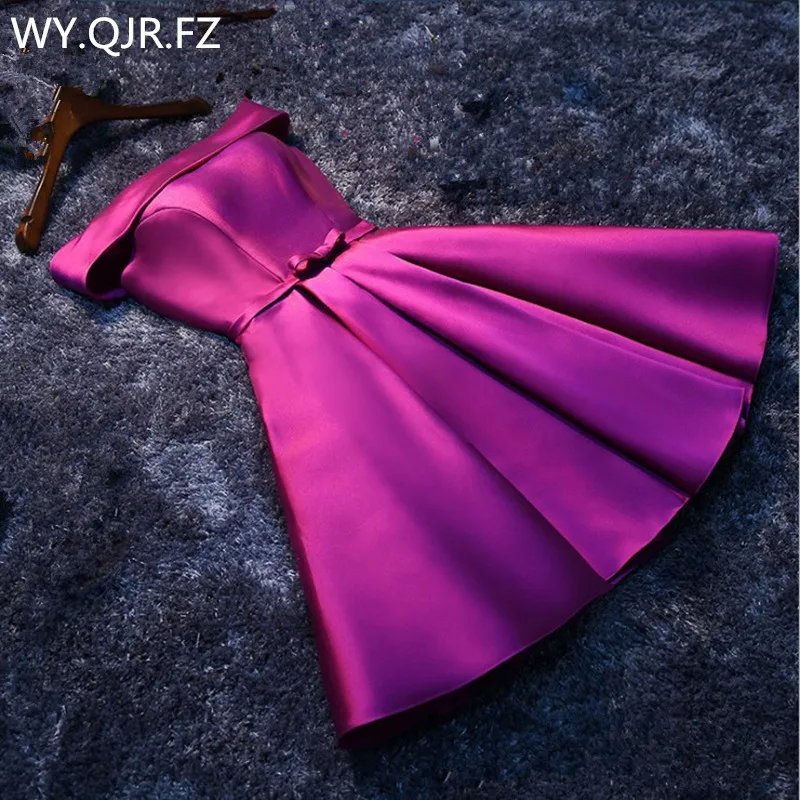 LBHS2143Z#Lace up Boat Neck red purple short Bridesmaid Dresses wedding party prom dress girls 2019 new wolesale customize white