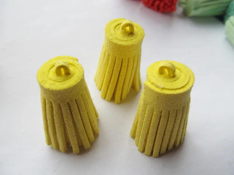 Free Shipping 10pcs 33mm Handbag Tassels,DIY Accessories,Bright Yellow Korean Fleece Suede Cord,Chamois Macrame Bag Component