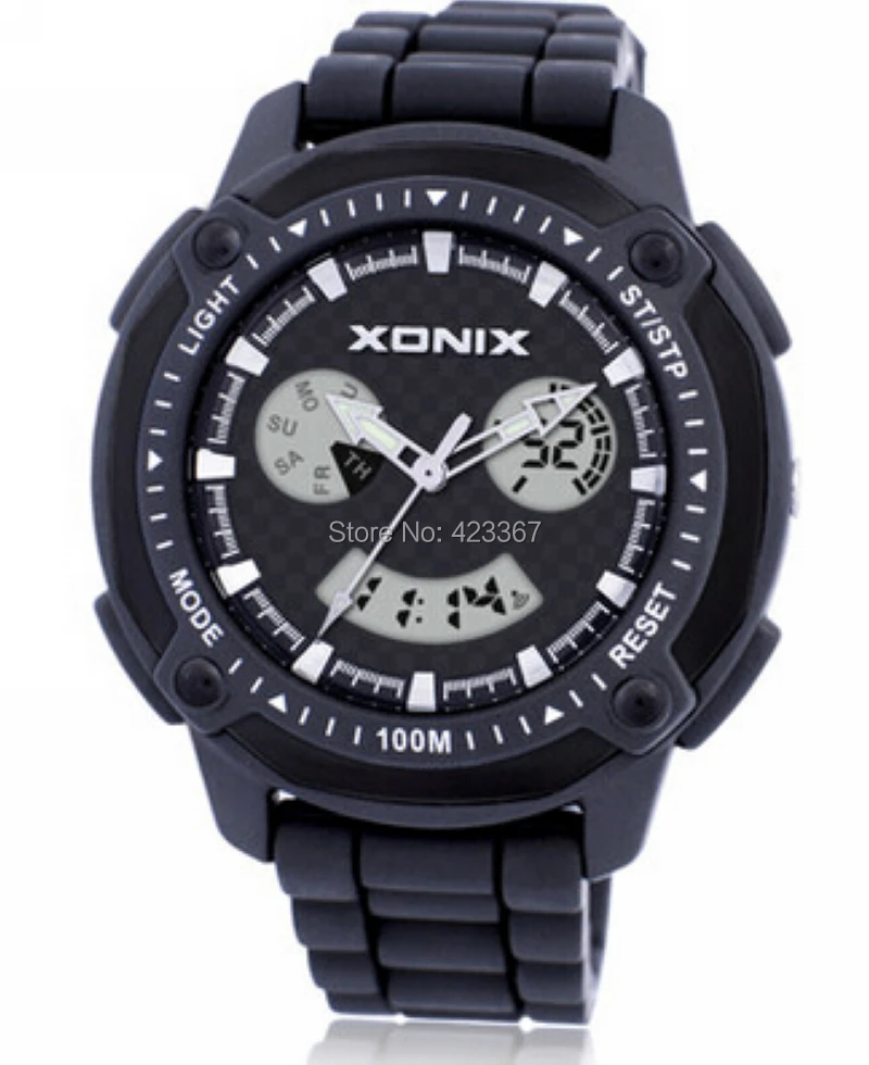 XONIX Men Sports Watch Dual Display Quartz Digital Waterproof 100m Multi Function Man Swimming Climbing Watch