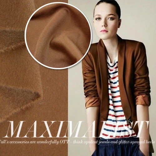 Custom deep camel Europe imported high-grade cashmere wool  coat along the high-end winter clothing fabric/100cm*150cm