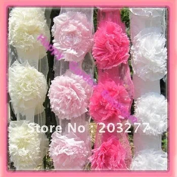 Wholesale - 6 yard/lot   4colors for your choose 3'' chiffon lace  flowers Free Shipping