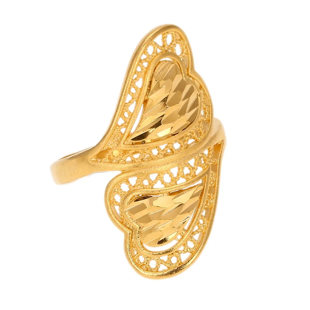 Health Brass Material Adjustable Size Wedding Gold Color Ring for Women Ethiopian Somali Kuwait Fashion Rings