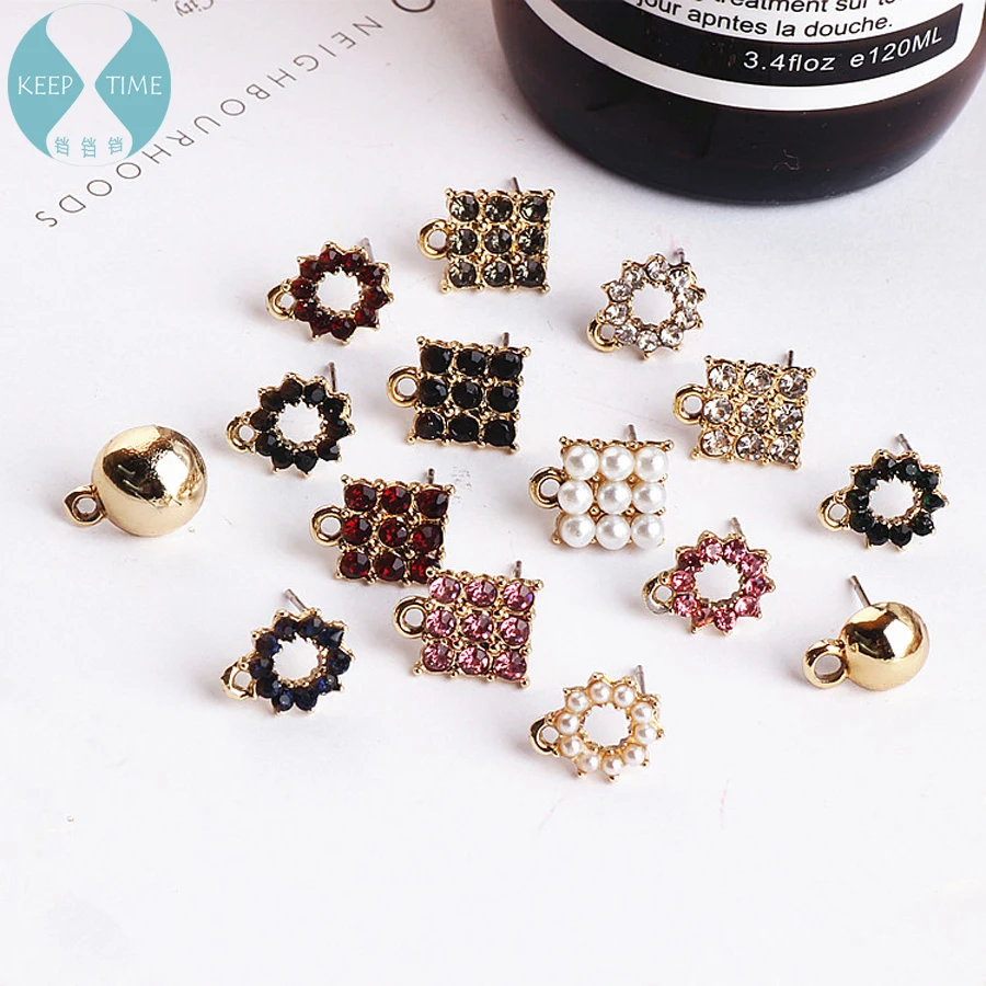 DIY handmade jewelry accessories Korea alloy earrings square hollow round earrings earrings pendant material