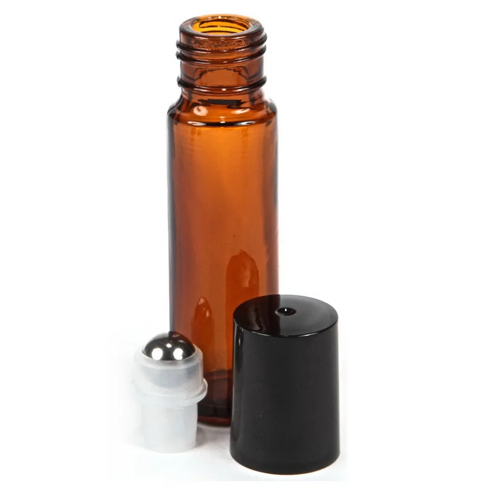 12 stücke 10ml Bernstein Leere Nachfüllbare Glas Parfüm Rolle Auf Flasche Mit Edelstahl Roller Ball für Ätherisches Öl aromatherapie