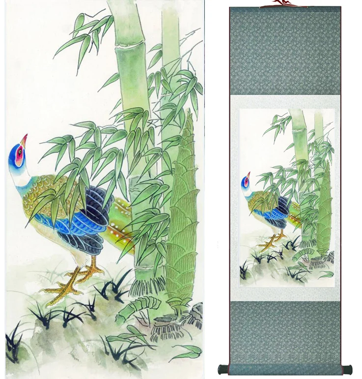 Traditional Birds and flower  Painting Home Office Decoration Chinese scroll painting  Spring  Ink  wash painting