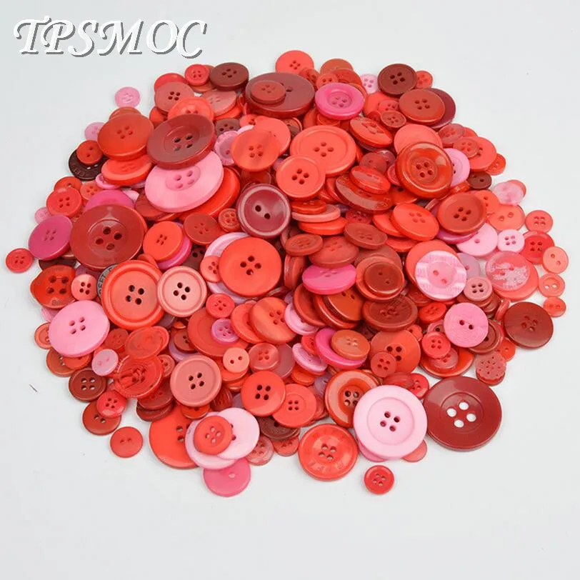 TPSMOC 50g Misto Bottoni di Modo di Fissaggio per L\'artigianato E FAI DA TE Pulsante Rosso di figura mista e formati Bottoni