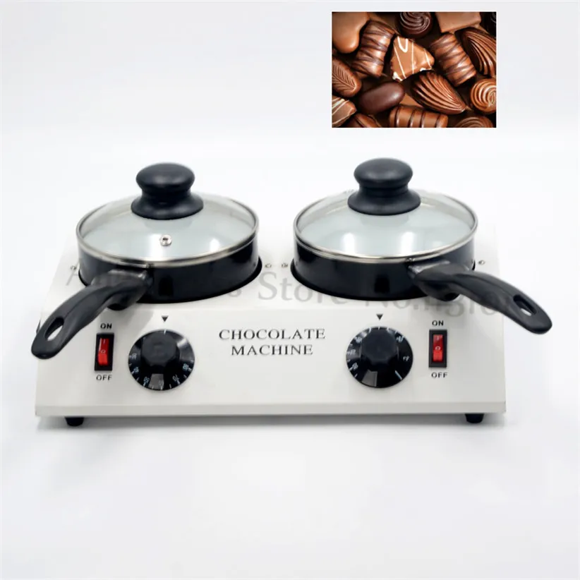 2 Pots Electric Chocolate Melting Machine Bakery Fondue Hot Butter Handmade Soap Melter Wax Warming Machine DIY Chocolate Tool