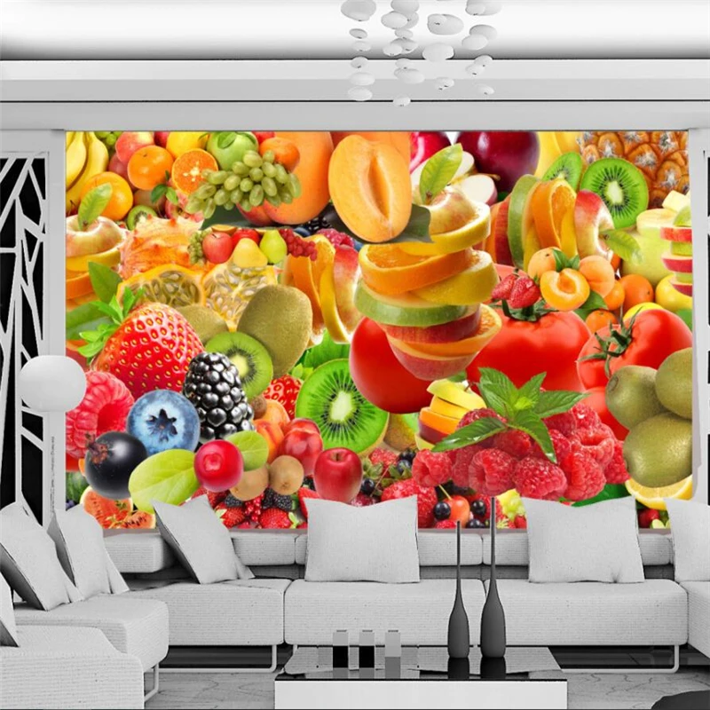 beibehang Simple and diverse fruit TV background wall custom large mural green silk cloth wallpaper papel de parede para quarto