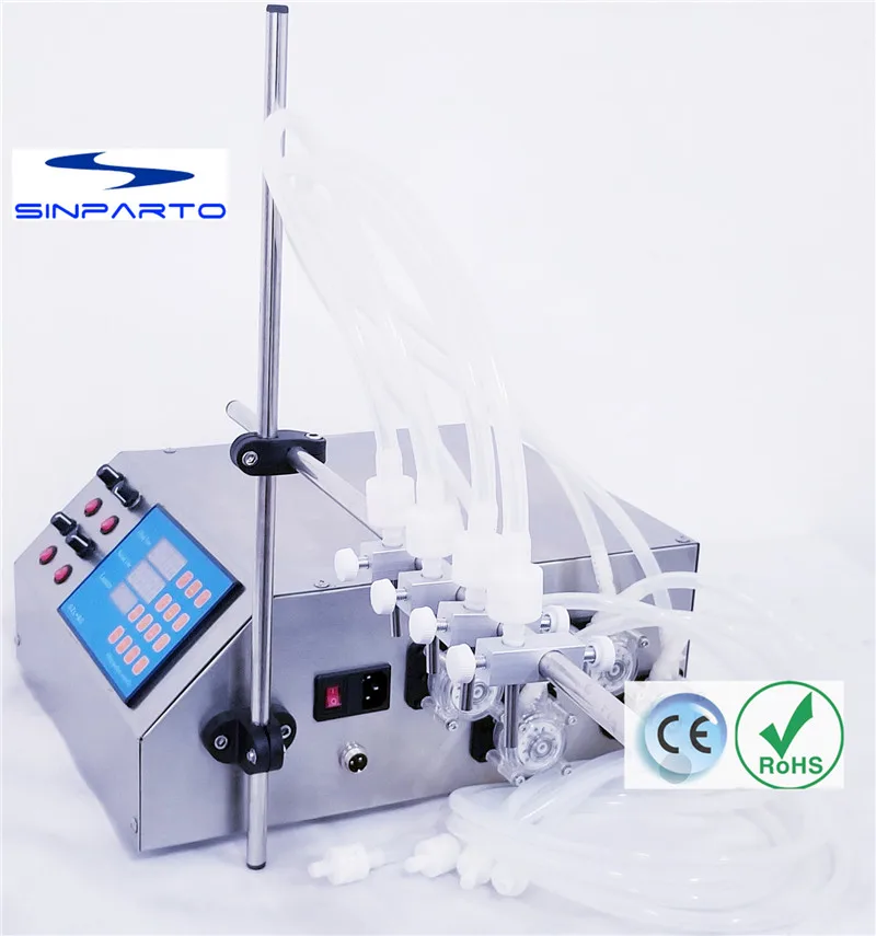 Sinparto Peristaltic pump liquid filling machine 0.3-500ml/min with 4 heads liquid filler for acids, solvents, perfumes filler