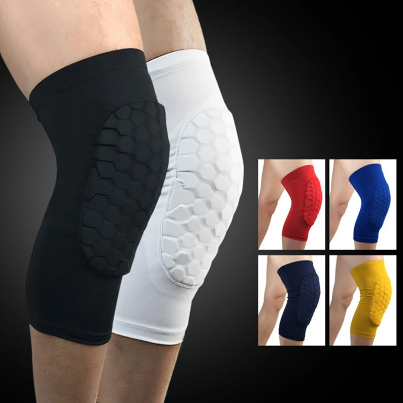 1PC Sports Knee Pads Brace Leg Sleeve Breathable Honeycomb Calf Safety Compression Football Basketball Knee Support Protection