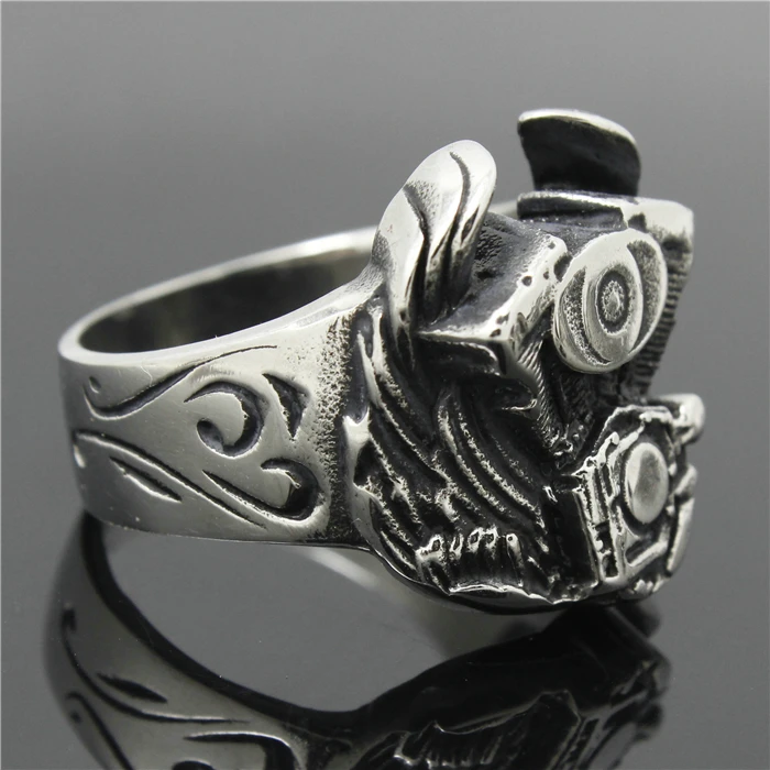 316L Stainless Steel Wings Engine Biker Ring Mens Motorcycle Biker Band Party Mens Ring