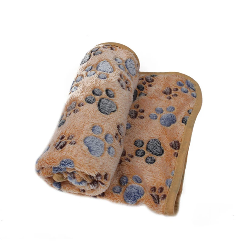 Pet Blanket Mat Winter Warm Soft Dog Cat Bed Dog Paw Print Sleeping House Mattress Cover Cushion For Small Medium Dog Puppy Cat