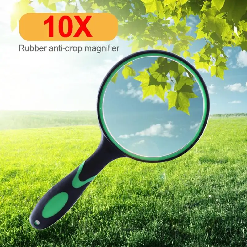 Portable 10X Magnifying Glass 60/70/80/90mm Handheld Magnifier Antique Mahogany Handle Magnifier For Reading Book Loupe Glass