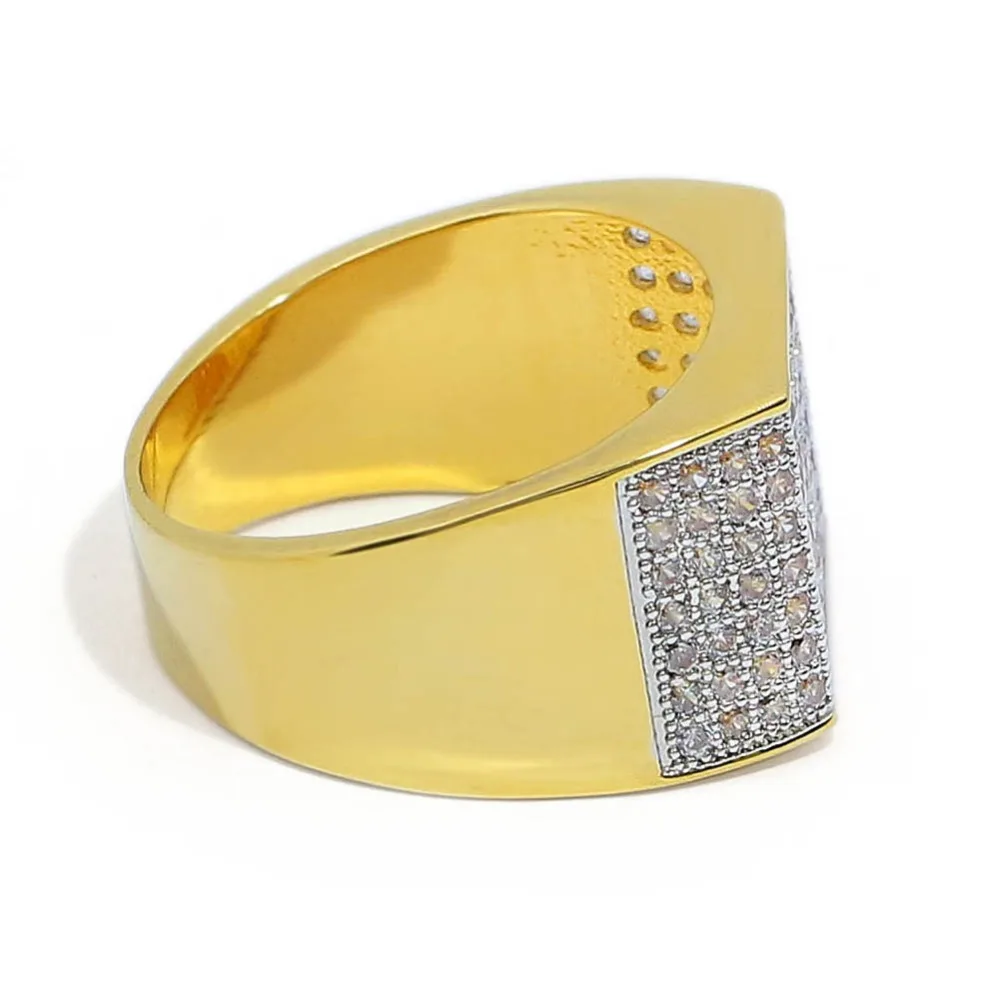 TOPGRILLZ Hip Hop Bling Rings All Iced Out Real Micro Pave CZ AAA Cool Mens Women Couple Gold & Silver Color Hiphop Ring