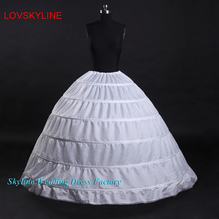 

Fast shipping Hot sale 6 Hoops Crinoline Underskirt or Petticoat For Wedding Dress Bridal Gown Plus size 65cm-110cm