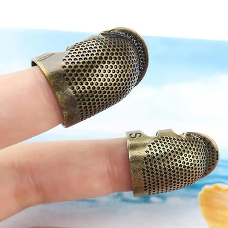 Retro Sewing Thimble Finger Protector Ring Handworking Needle Metal Brass Thimble Needles Sewing Knitting Accessories Tools