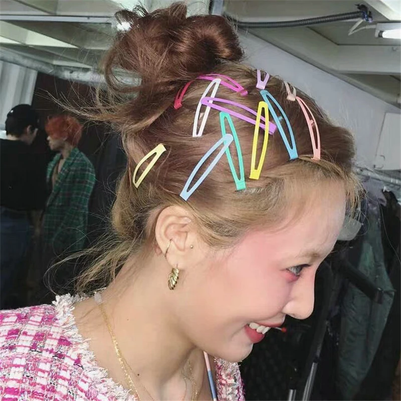 10pcs Multicoloured Hair Clips Long Bobby Pins for Women Girls Hair Accessories Tools Flat Hairpin Color Metal Curly Barrette