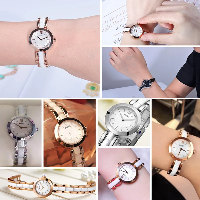 BUREI Brand Fashion Silver Rose Gold Watches Luxury Waterproof Sapphire Dress Quartz Wrist Watches Clock For Women Reloj Mujer