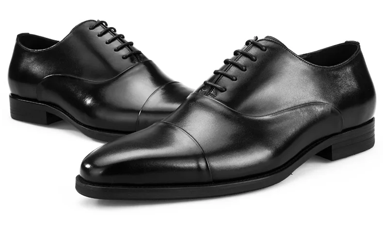 

Fashion Black Oxfords Mens Dress Shoes Genuine Leather Business Shoes Mens Wedding Shoes