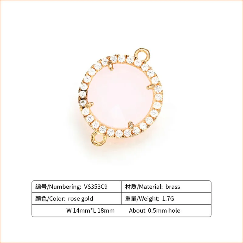 ZHUKOU 14x18mm Mooie Messing Zirconia Ronde Kristal Connectors voor Ketting Handgemaakte sieraden maken bevindingen model: VS353