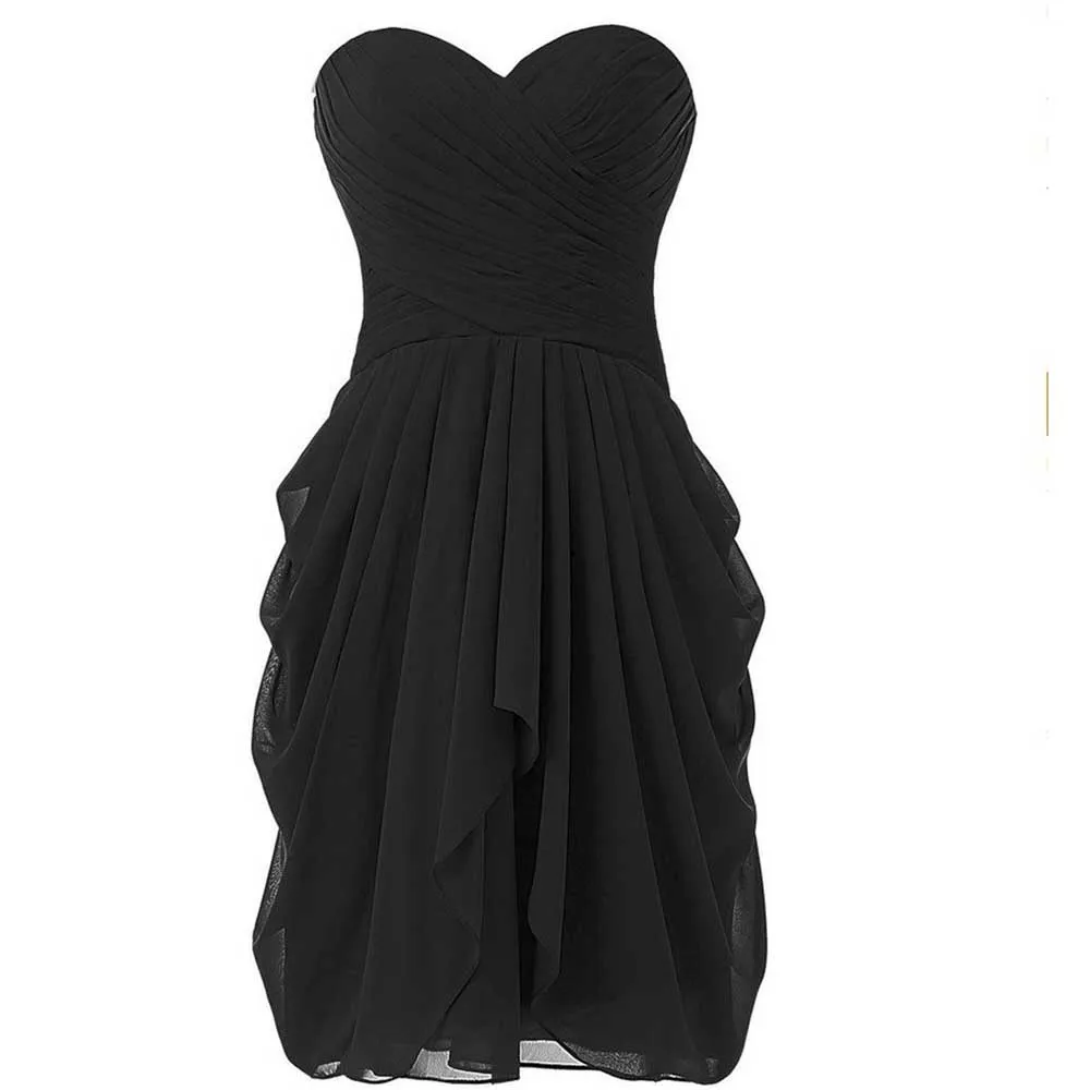 Curto Vestidos de Dama de honra 2020 Nova Projeto Little Black Vestido de Festa de Casamento Strapless Prom Vestidos Tamanho Personalizado robe de soirée