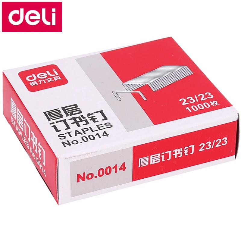 1000PCS/LOT Deli 0014 heavy stapler staples 23/23 staples 13x22 mm staples capacity bind 200 pages 70g papers