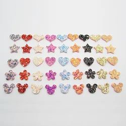 50pcs/lot Small Glitter Flower/Star Padded Appliques For Birthday Cake Insert Cards and Mobile phone stickers Accessories