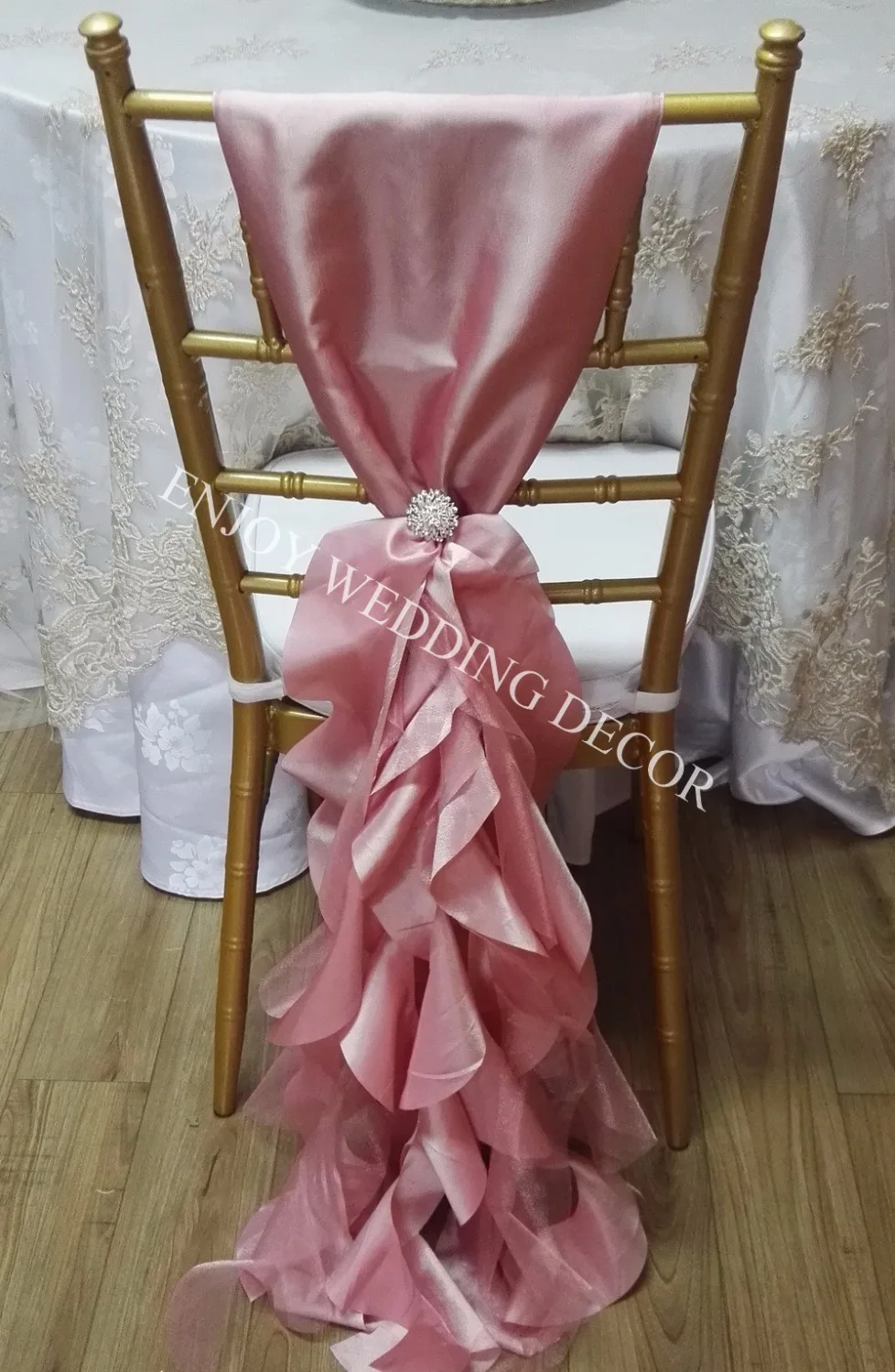 

10pcs YHC#202 fancy curly sashes with back band, for chiavari chair decor, chair back cover