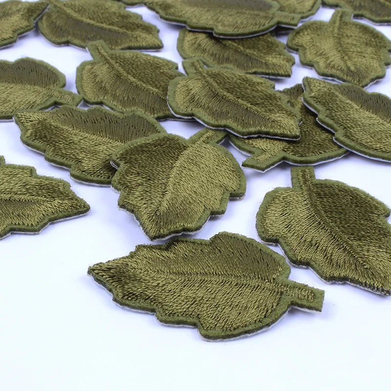 10pcs/lot Iron On Green Leaves Stickers Embroidered Patches for Garments Jeans Coats Socks Bags DIY Fabric Appliqued Sew Patch