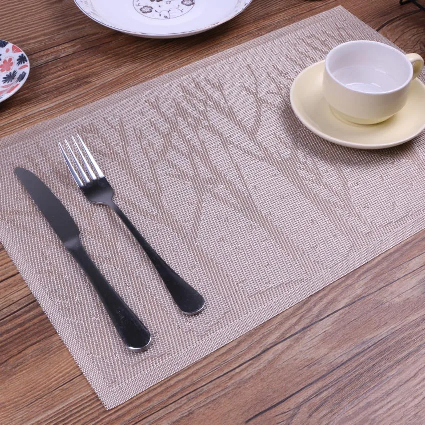 4pcs/lot Placemat Upscale Christmas Tree Pvc Placemats for Dining Table Mat Pot Bowl Mat Drink Coasters Non-slip Insulation Pads