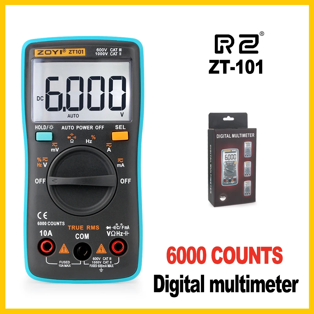 RZ Digital Multimeter Ammeter Voltmeter Resistance Frequency backlight Meter voltage Diode Frequency ZT98 ZT100 ZT101 ZT102