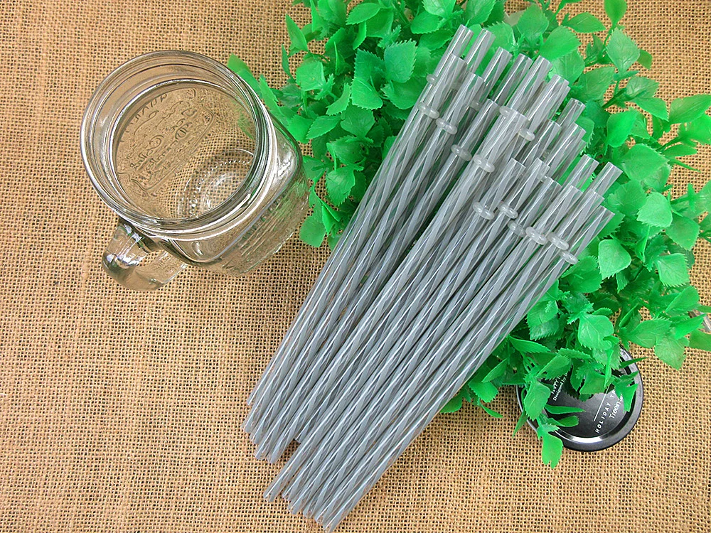 wholesale Grey striped plastic straws  Reusable Biodegradable Distored Color Beverage drinking Straws(100pcs/lot)