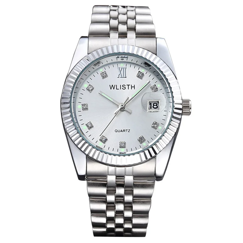 Wlisth-Reloj de pulsera con diamantes para Hombre y mujer, accesorio Masculino de marca de lujo con fecha automática, 2019