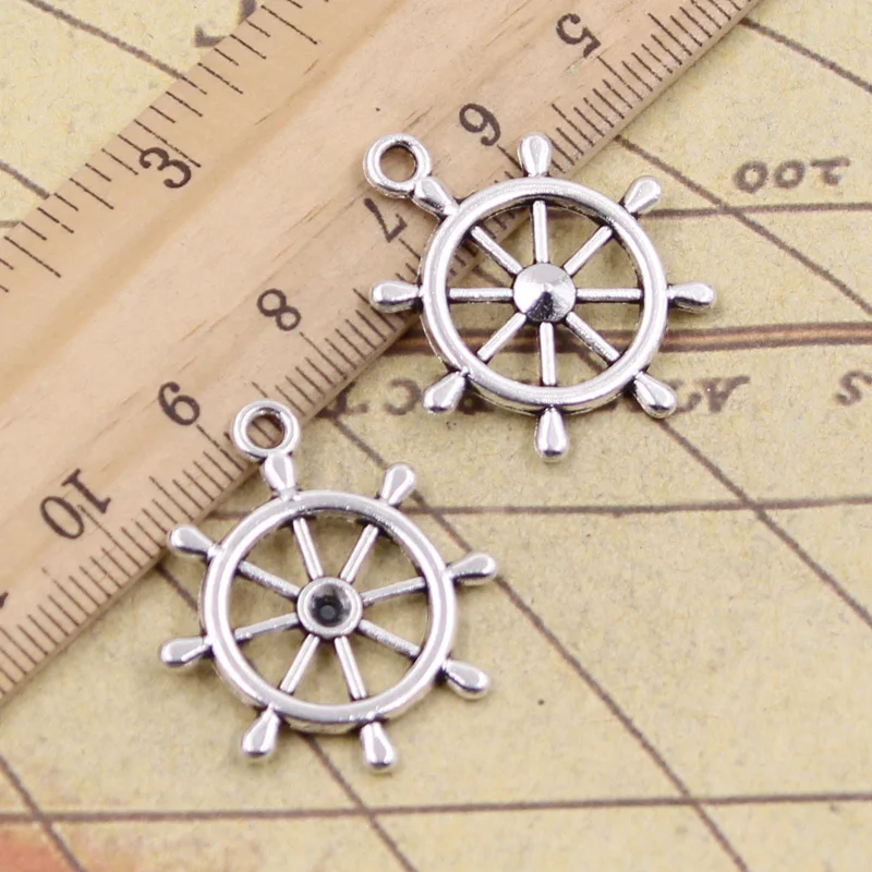 

12pcs Charms Ship Wheel Helm Rudder 28x24mm Tibetan Bronze Silver Color Pendants Antique Jewelry Making DIY Handmade Crafts