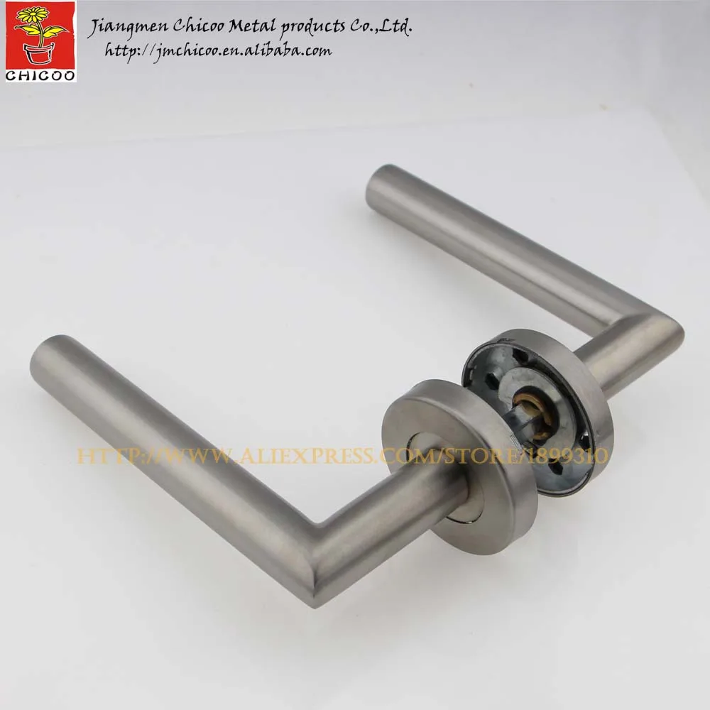 wholesale 10sets stainless steel door handle,entry front door lever handles,right angle tubehandle