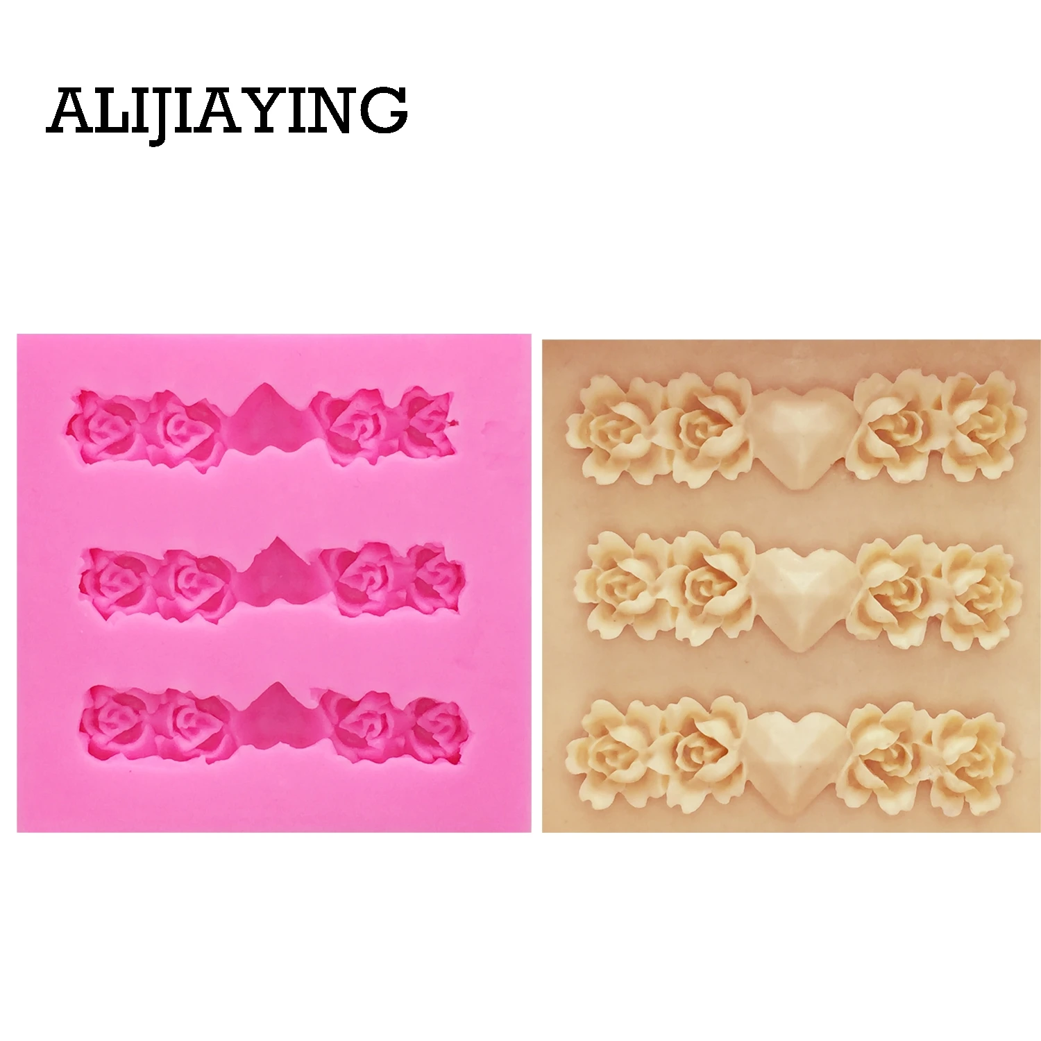 M0080 Heart Sweet Love Rose Flower 3D Silicone Mold Fondant Cake Chocolate Mould  Polymer Clay Molds DIY Baking Tools