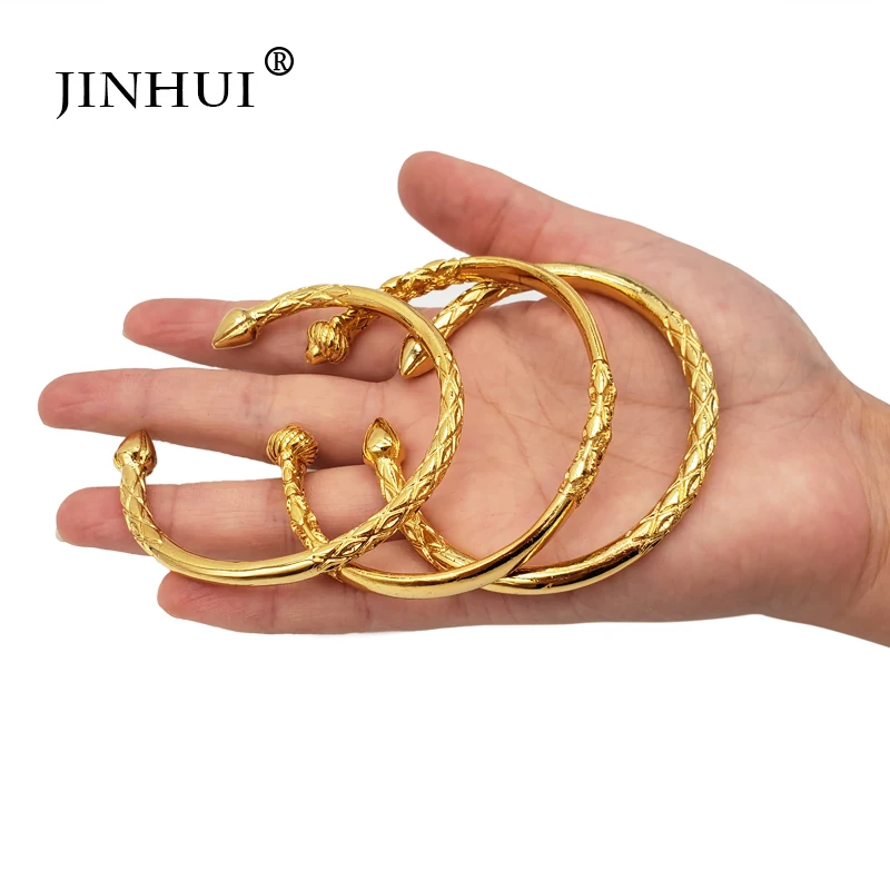 Men individuality viking Gold Color Bangles for Women Bride Wedding Bracelets Ethiopian/France/African/Dubai Jewelry gifts