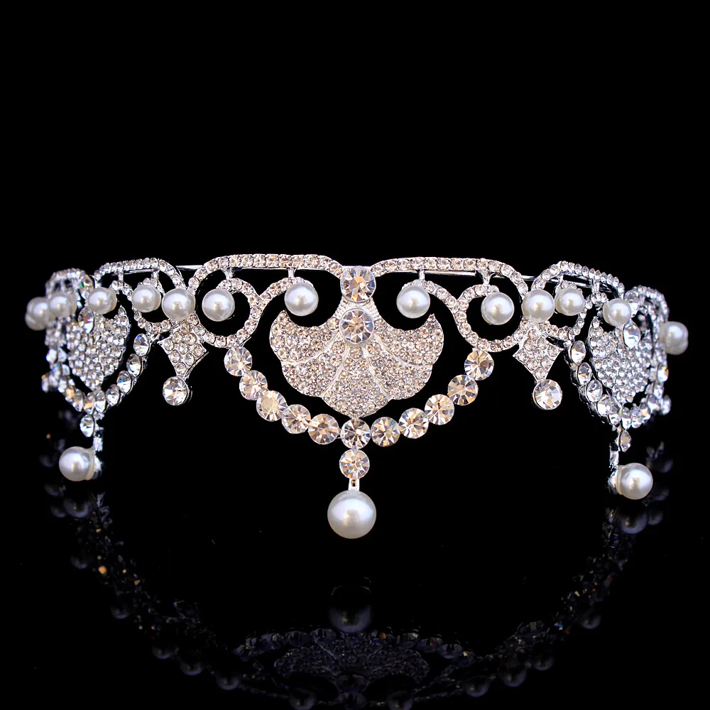 Kate& William Royal Rhinestone Crystal Wedding Hair Crown Tiara Hair Jewelry Crown Wedding Pearl Hair Accessories Bride Hairband
