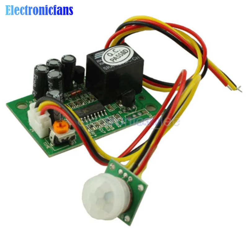 DC 12V PIR IR Pyroelectric Infrared Module Adjustable Relay Output Human Body Sensor